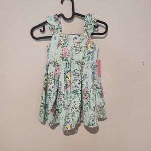 btween, Girls Floral Dress In Mint Green With Ruffle Straps
